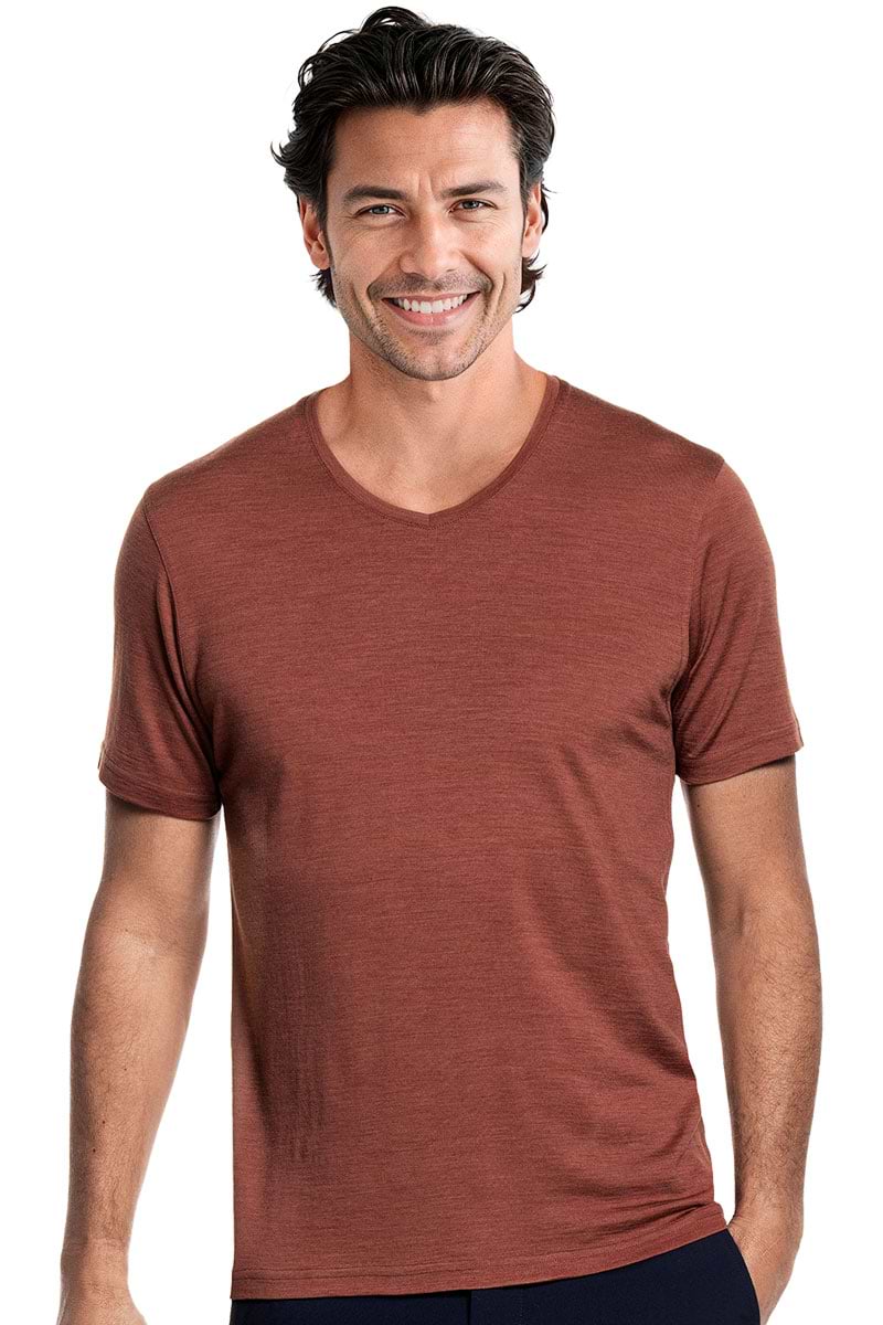 Shirt V-Neck Terracotta