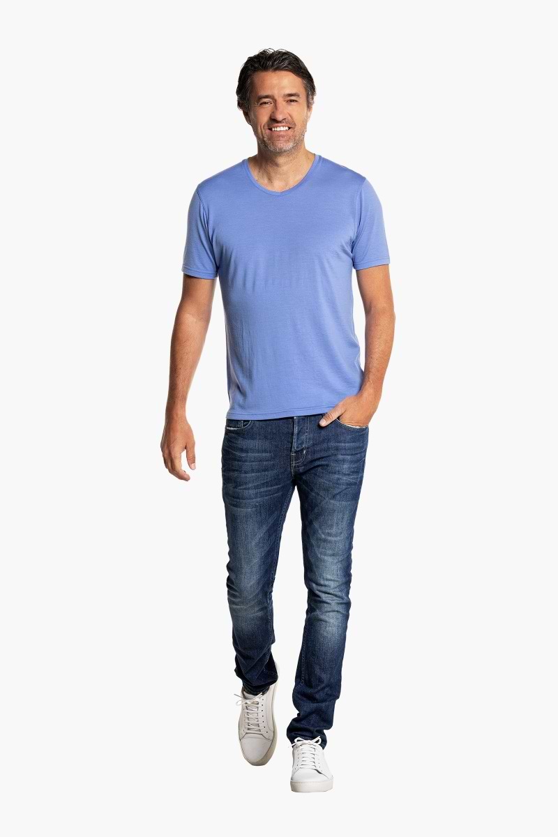 Shirt V-Neck Valencia Blue