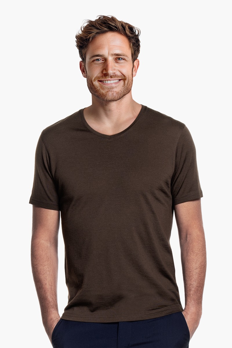 Shirt V-Neck Very Dark Brown