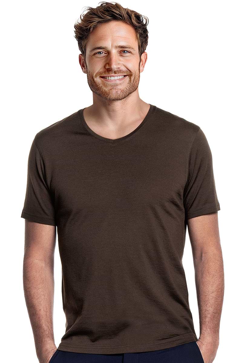 Shirt V-Neck Very Dark Brown