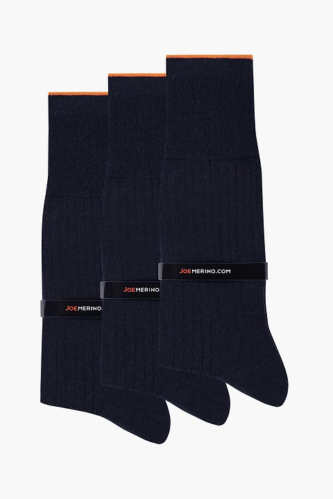 Joe Sock Rib Dark Navy 3-Pack - Base Image