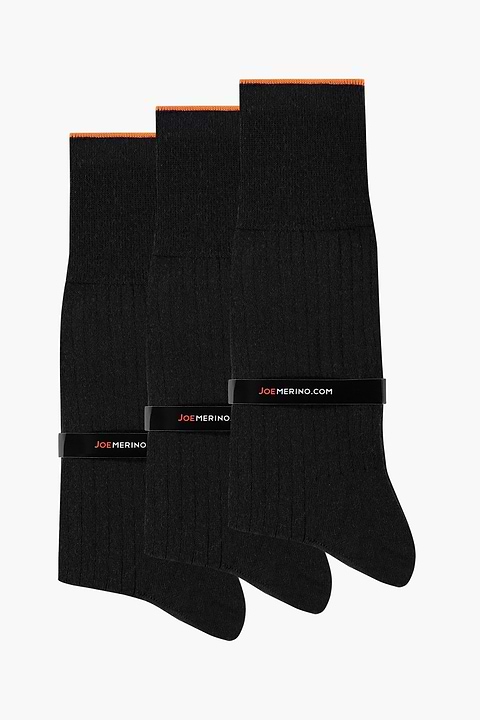 Joe Sock Rib Deep Black 3-Pack - Base Image
