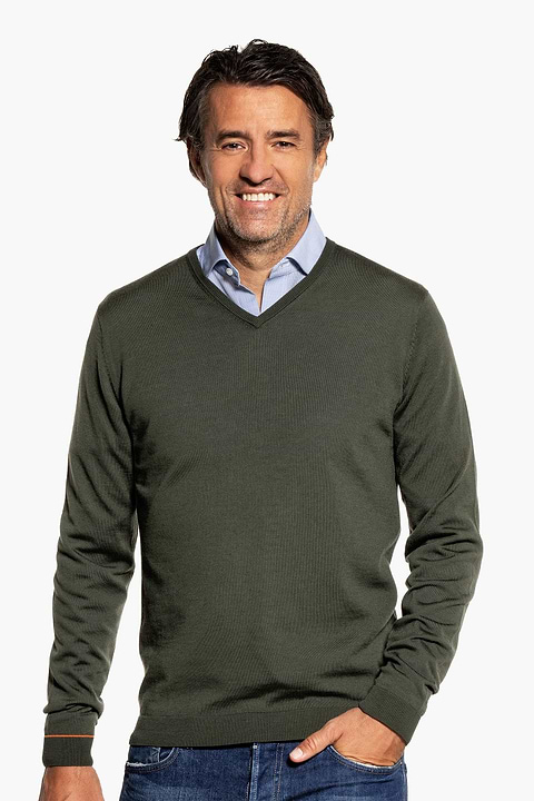 Joe V-Neck Classy Moss - Base Image