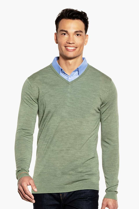 Joe V-neck Extra Long Agave Green - Base Image