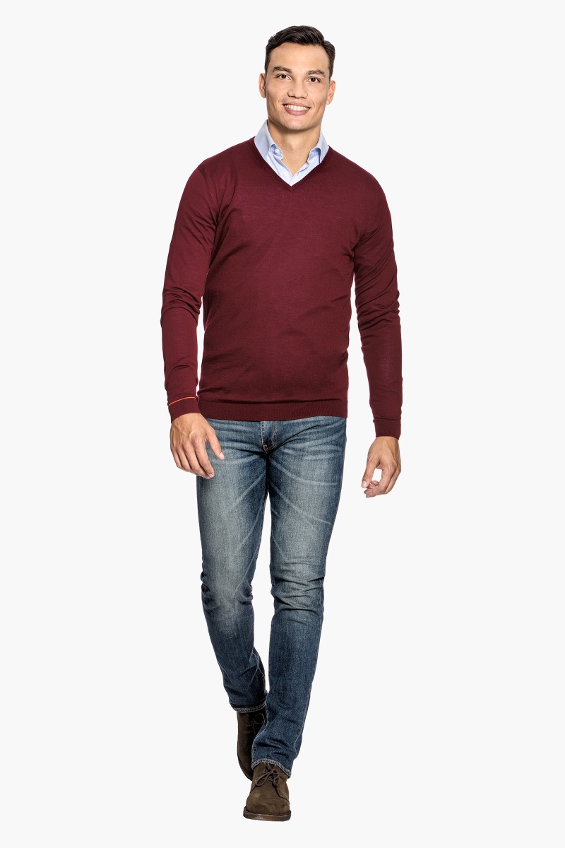 Joe V-neck Extra Long Barolo