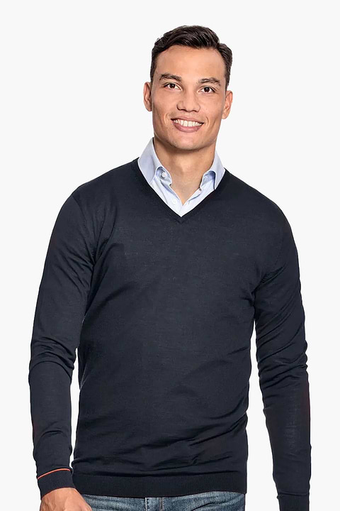 Joe V-neck Extra Long Blue Grey - Base Image