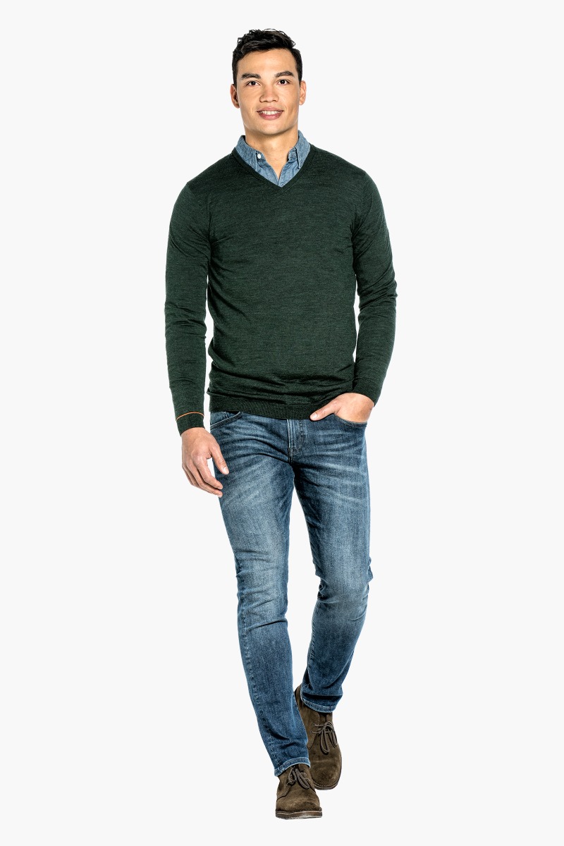 Joe V-neck Extra Long British Green