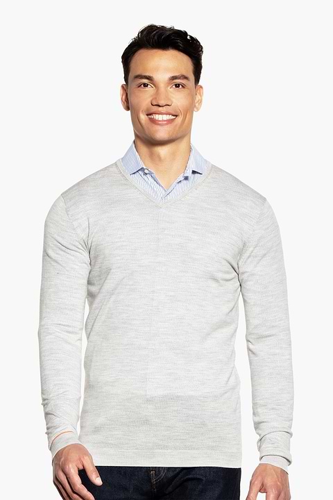 Joe V-neck Extra Long Dover Grey - Base Image
