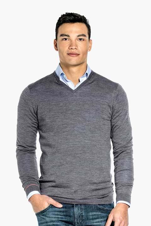 Joe V-neck Extra Long Harvard Grey - Base Image