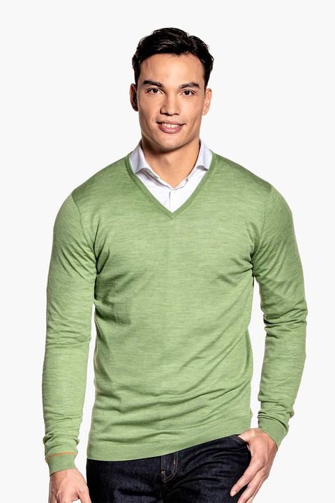 Joe V-neck Extra Long Olive Green  - Base Image