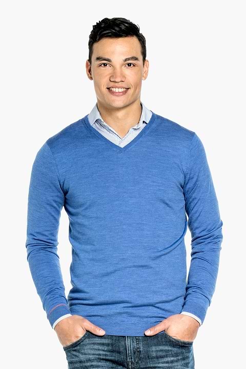 Joe V-neck Extra Long Riviera Blue - Base Image