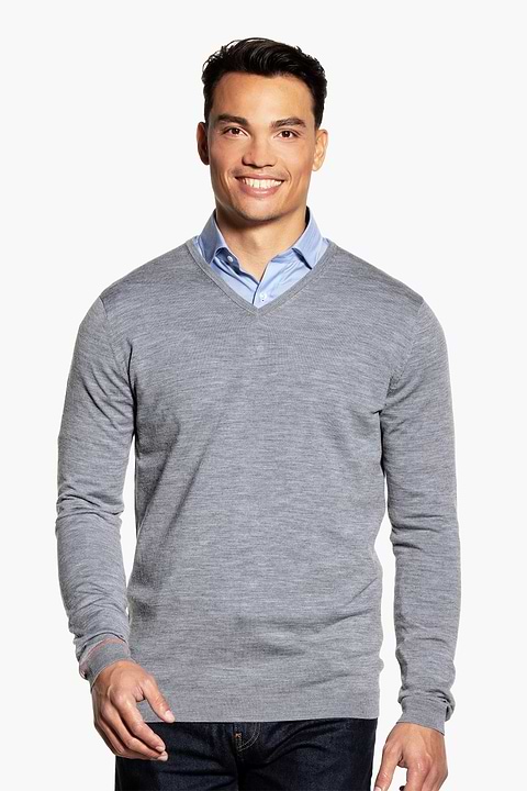 Joe V-neck Extra Long Silver Grey - Base Image