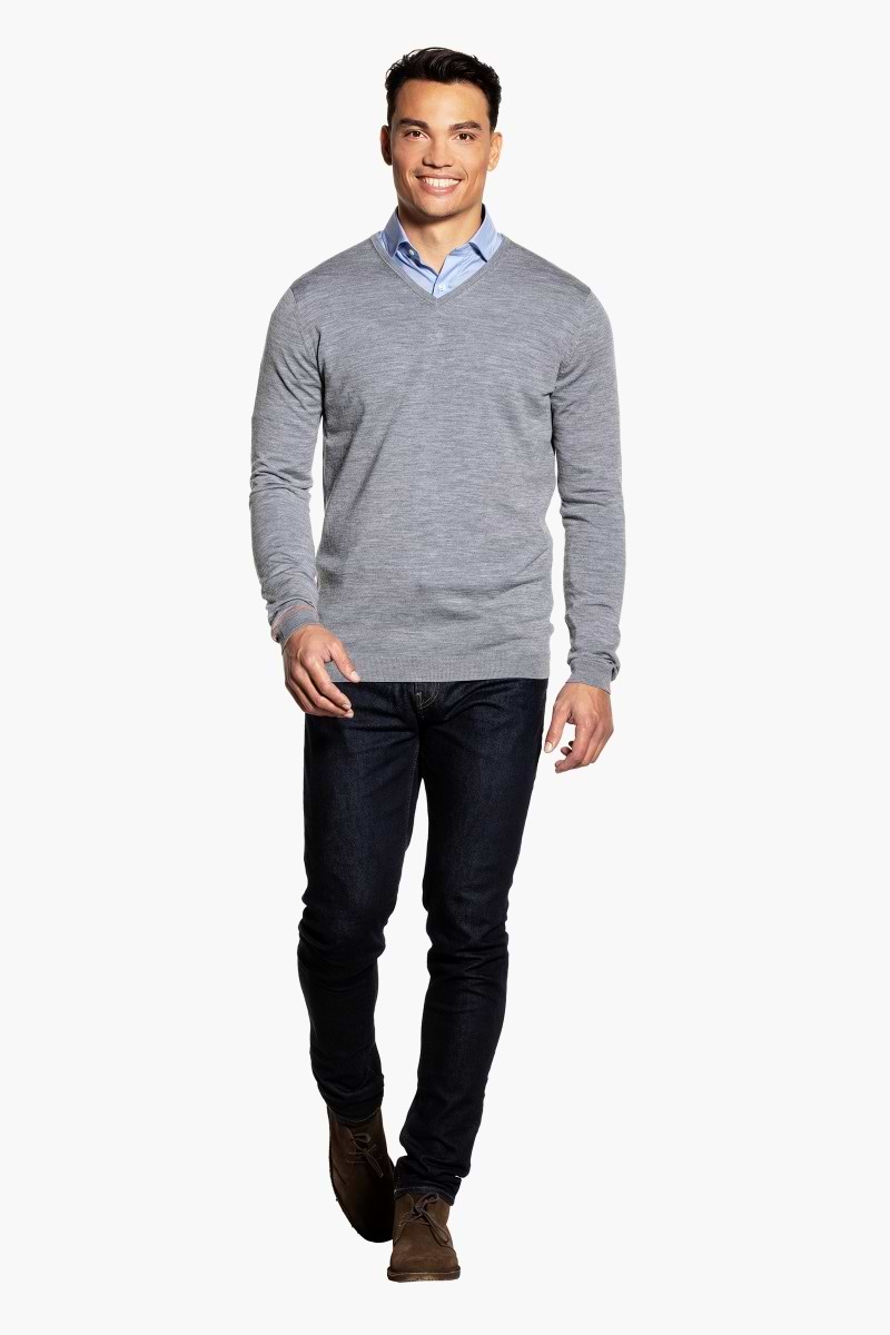 Joe V-neck Extra Long Silver Grey