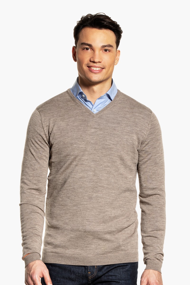 Joe V-neck Extra Long Undyed Cappuccino