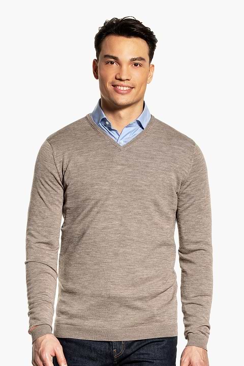 Joe V-neck Extra Long Undyed Cappuccino - Base Image