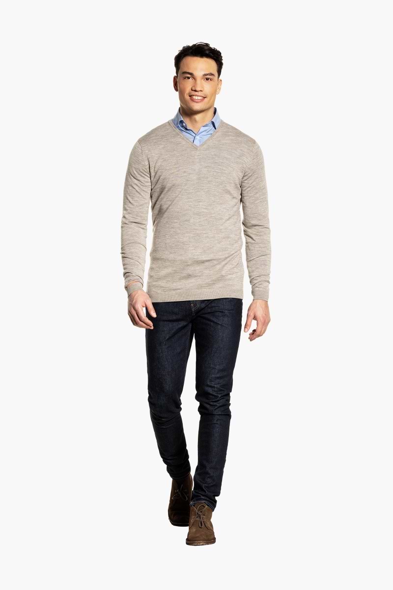 Joe V-neck Extra Long Undyed Latte