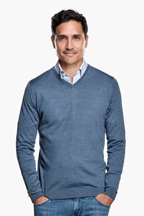 Joe V-Neck Jeans Blue - Base Image