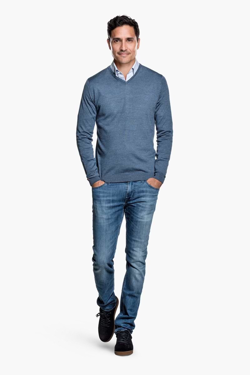 Joe V-Neck Jeans Blue