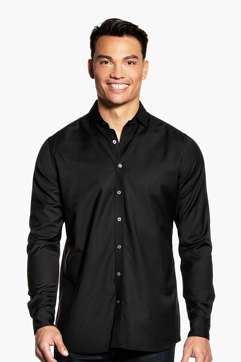 Joe Woven Shirt Extra Long Deep Black - Base Image