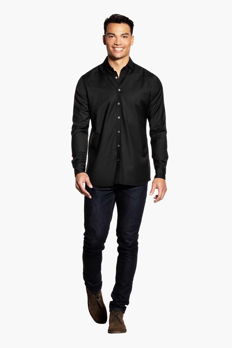 Joe Woven Shirt Extra Long Deep Black