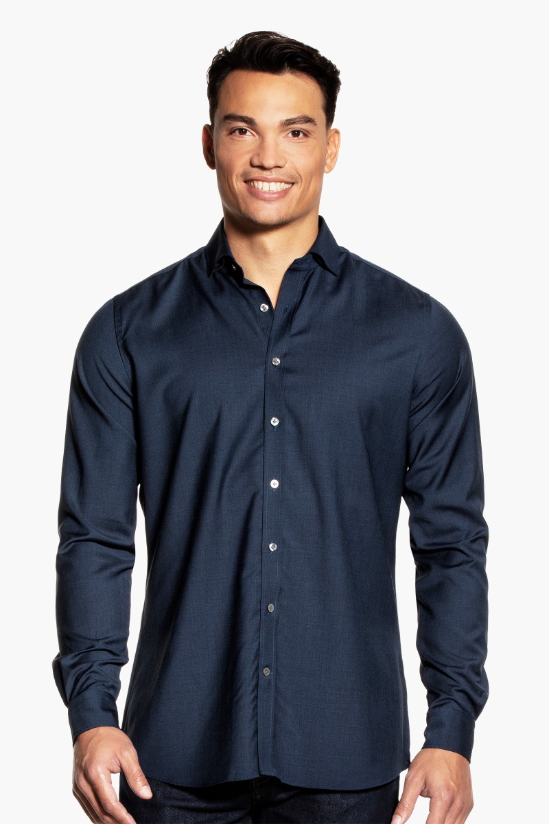 Joe Woven Shirt Extra Long Navy Blue