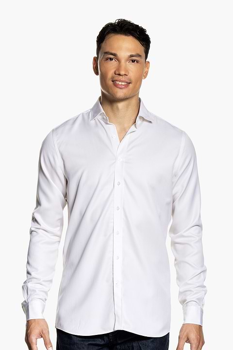 Joe Woven Shirt Extra Long Wool White - Base Image