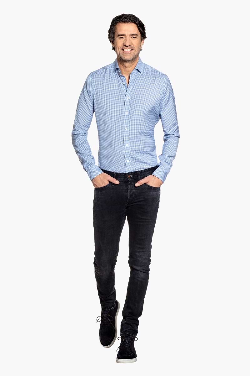 Joe Woven Shirt Gingham Light Blue