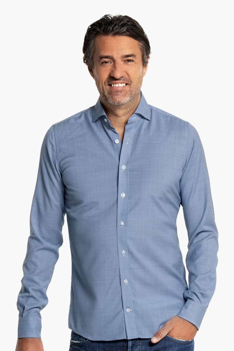 Joe Woven Shirt Houndstooth Jeans Blue