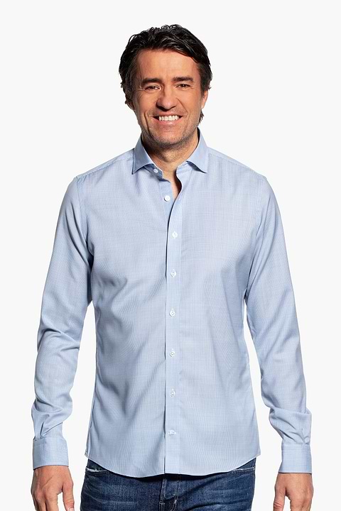 Joe Woven Shirt Houndstooth Light Blue - Base Image