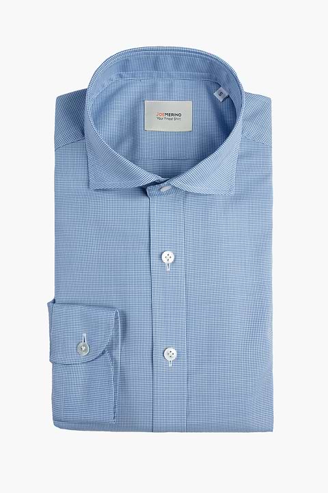 Joe Woven Shirt Houndstooth Light Blue - Base Image