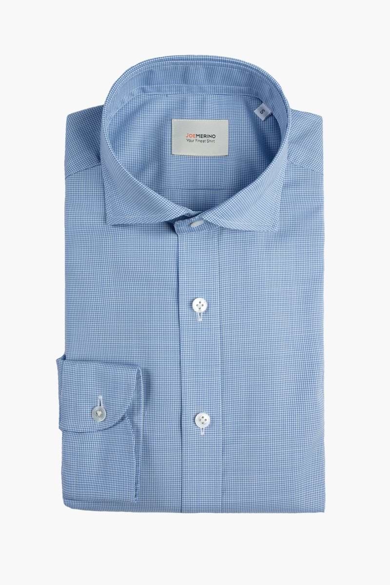 Joe Woven Shirt Extra Long Houndstooth Light Blue 
