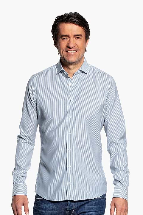Joe Woven Shirt Stripe Jeans Blue - Base Image