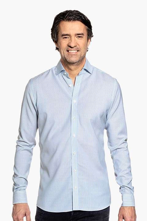 Joe Woven Shirt Stripe Light Blue  - Base Image