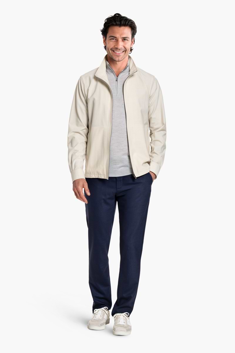 Blue Label Zip Limestone Grey