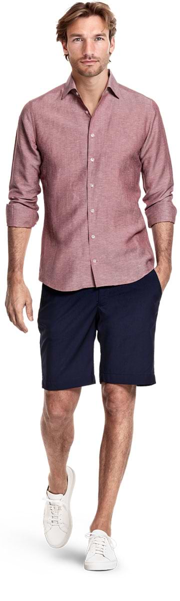 Wool Linen Shirt Brick Red