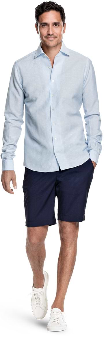 Wool Linen Shirt Foggy Blue