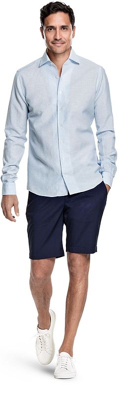 Wool Linen Shirt Foggy Blue