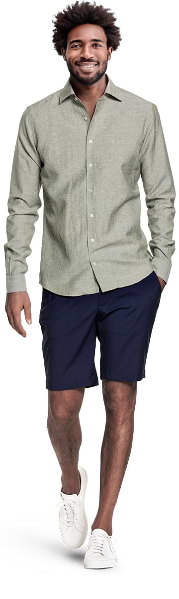 Wool Linen Shirt Kaki Green