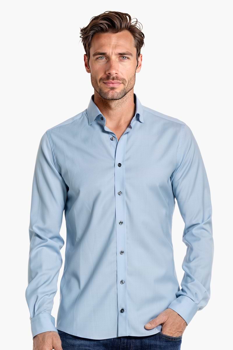 blue gray dress shirt Merino Wool Dress Shirt