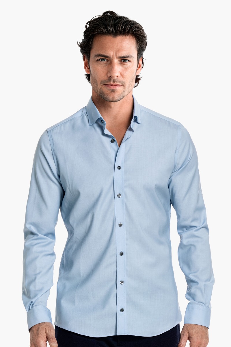 Woven Shirt Light Blue Grey Buttons