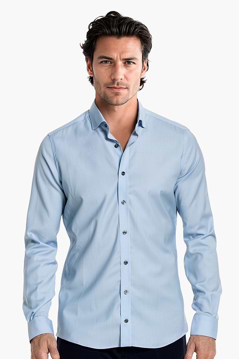 Woven Shirt Light Blue Grey Buttons - Base Image