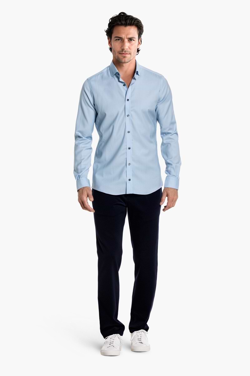 Woven Shirt Light Blue Grey Buttons