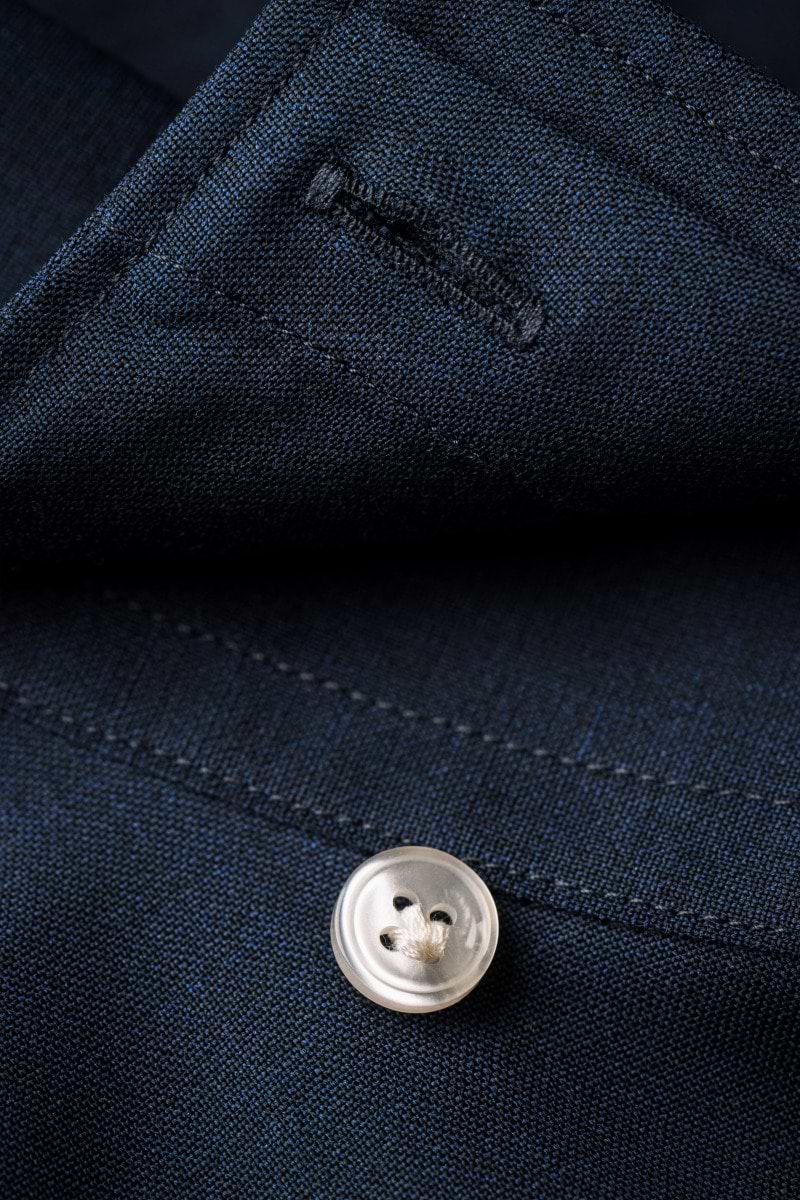 Woven Shirt Navy Blue White Buttons
