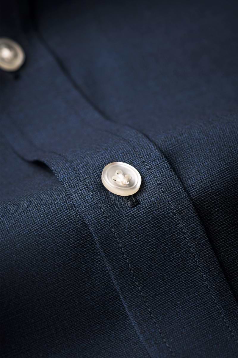 Woven Shirt Extra Long Navy Blue White Buttons
