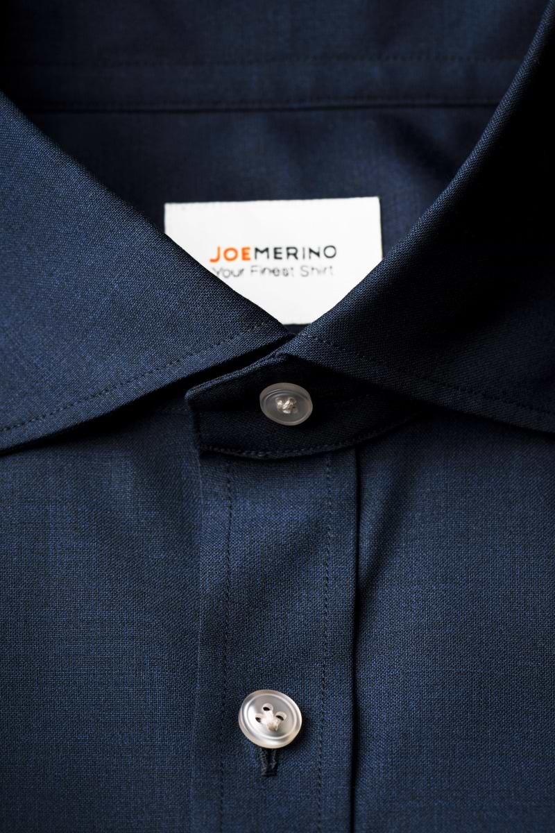 Woven Shirt Navy Blue White Buttons