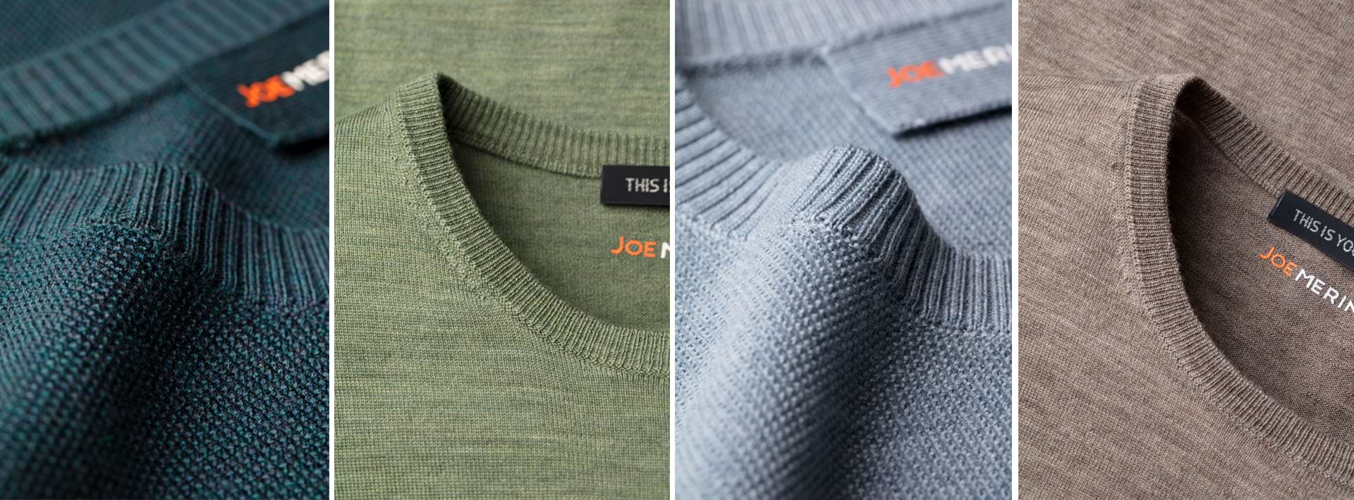 Vier detailfoto's van joe producten naast elkaar.