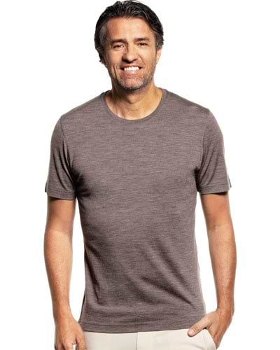 Bruin t-shirt met ronde hals van merinowol