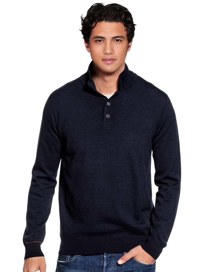 Dunkelblauer Wollpullover mit Knopfleiste