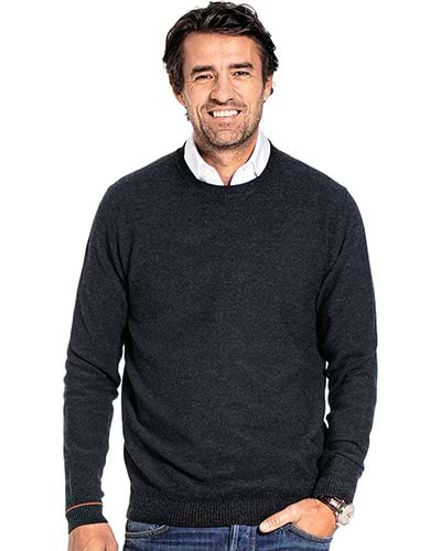 Dunkelblauer Wollpullover mit Strukturmuster