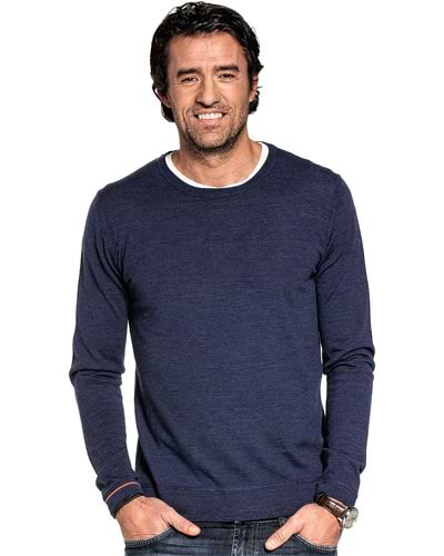 Dunkelblauer Wollpullover mit Rundhalsausschnitt